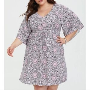 Torrid Pink and Black Medallion Midi Dress